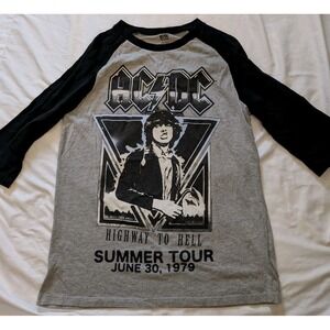 AC/DC Adult Large Highway To Hell Concert 3/4 Sleeve Graphic Print T-Shirt